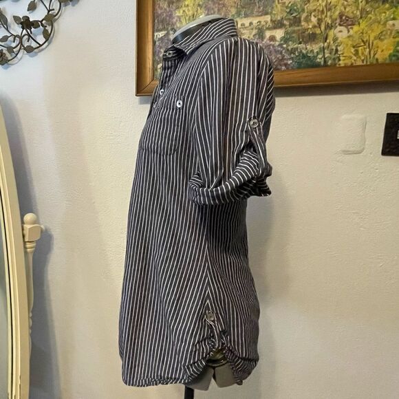 Planet gold striped cotton button up size M - Picture 7 of 10